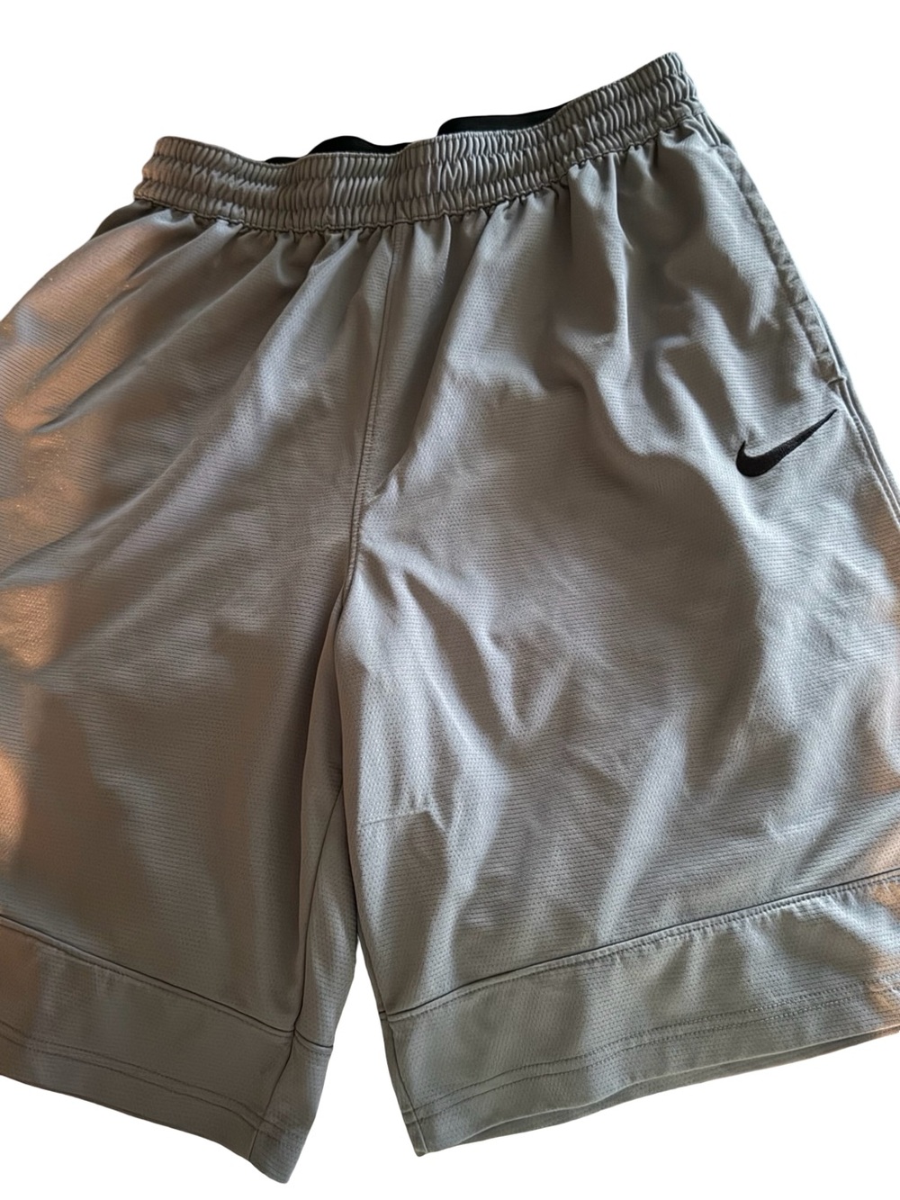 Nike Men’s Light Gray Athletic Shorts with Black Swoosh